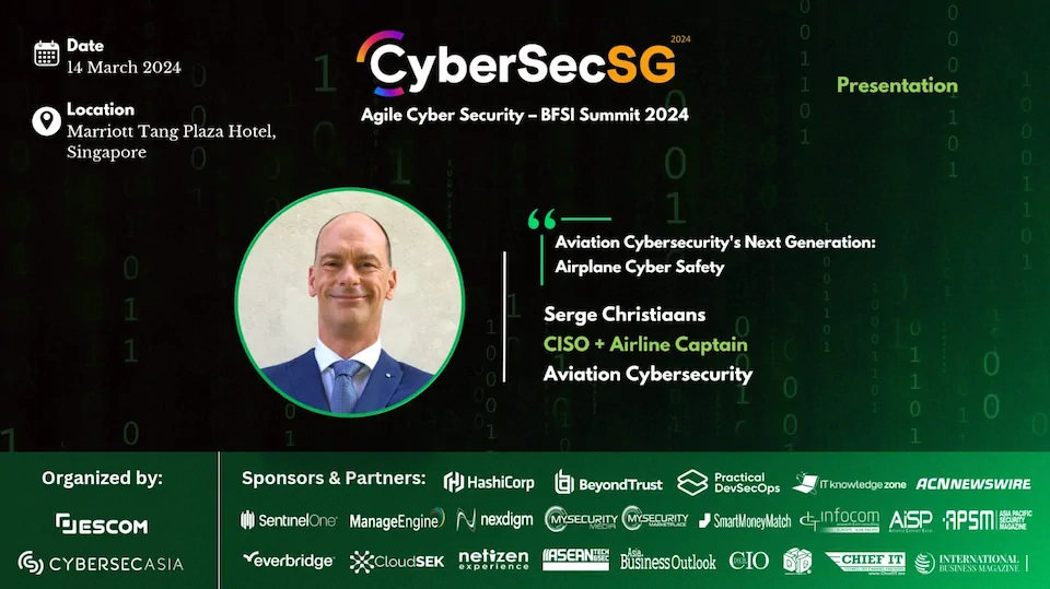 Serge Christiaans is Singapore's most requested speaker on aviation cybersecurity and airplane cybersafety.